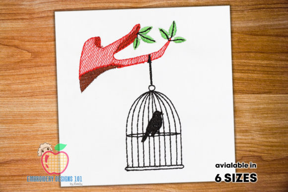 Bird Cage Hanging to Tree Quick Stitch