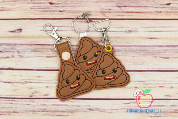 Cartoon Poop in the Hoop Keyfob