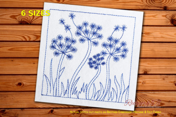 Dandelion Dispersing Nature Redwork