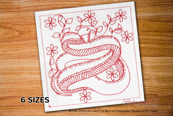 Mamba Bluework: A Bold Reptile Embroidery Design