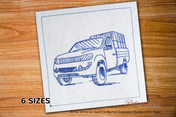 Red Pick Up Truck Lineart Design