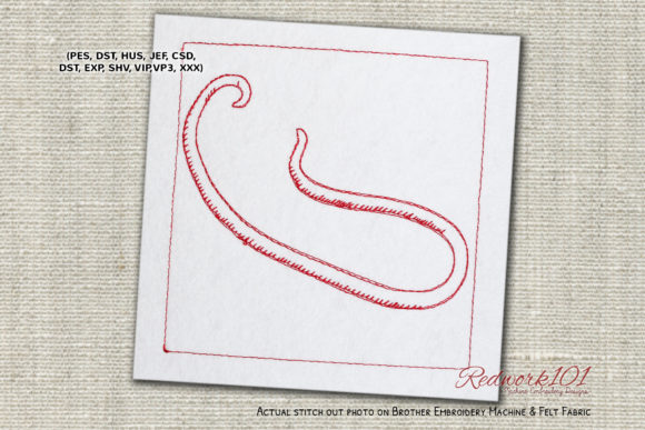 Roundworm Redwork Embroidery Design