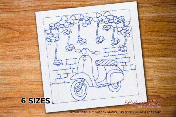 Scooter with Flowers Bluework