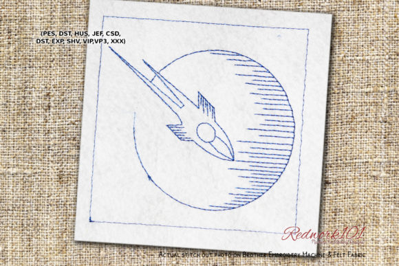 Space Rocket Flying to the Moon Redwork