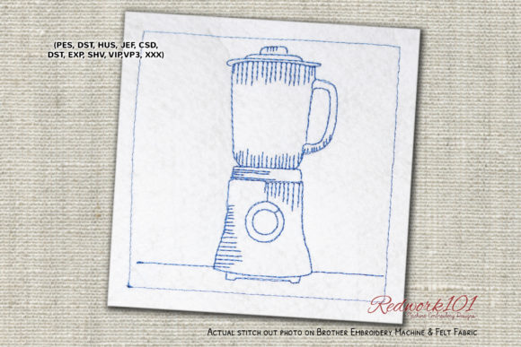 Steel Blender Bluework: A Kitchen Embroidery Design That Works