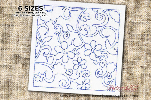 Swirls Pattern Redwork Design